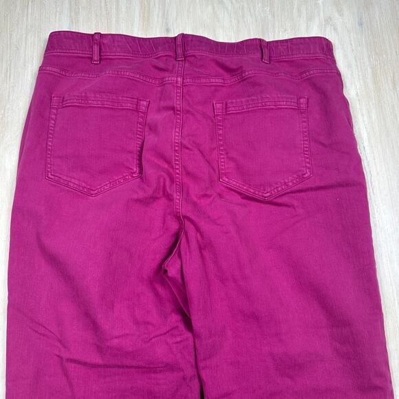 J. Jill Denim High Rise Straight Leg Crop Raw Hem Stretch Burgundy Jeans 18 - Picture 13 of 13